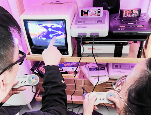 Friends playing classic games together